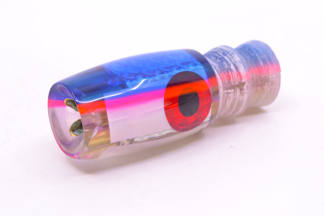 Coggin Lures Real White MOP Blue-Pink Back Black-Red Eyes 4-Hole Hualalai Tado Invert 7" 3oz