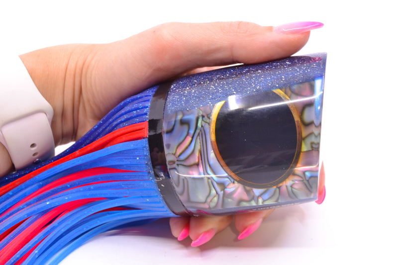 Amaral Lures Abalone Shell Blue Back Black Eyes Anaconda Teaser 19oz Blue-Red-Blue