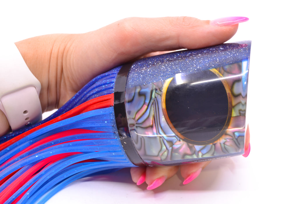 Amaral Lures Abalone Shell Blue Back Black Eyes Anaconda Teaser 19oz Blue-Red-Blue