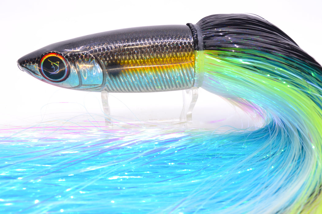 Bonze Lures Silver Rainbow Black Back Yellow Line Weapon X 12" 9.6oz EZ Flash Yellowfin