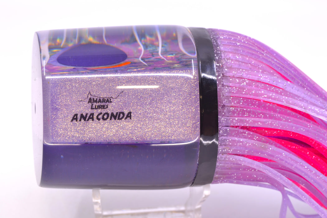 Amaral Lures Purple Marbled Abalone Shell Purple Back White Stripes Anaconda Teaser 19oz