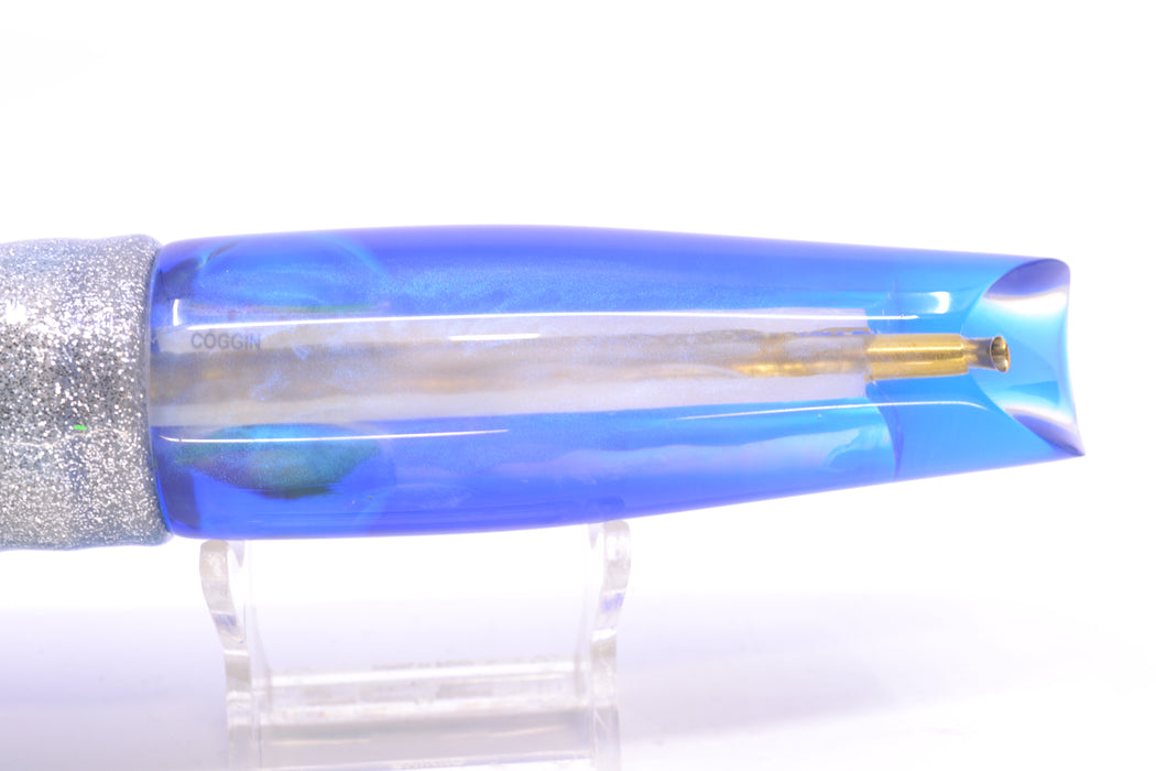 Coggin Lures White Pearl Glass Blue Back Old Style Stick Swimmer 12" 8oz Skirted