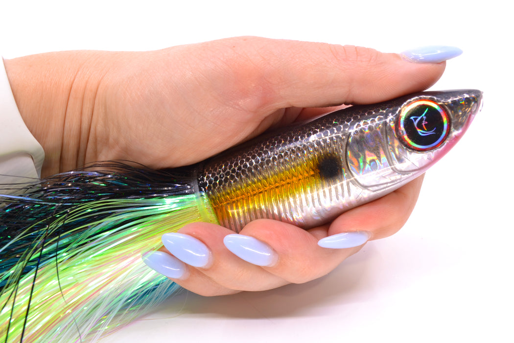Bonze Lures Silver Rainbow Black Back Yellow Line Weapon X 12" 9.6oz EZ Flash Yellowfin