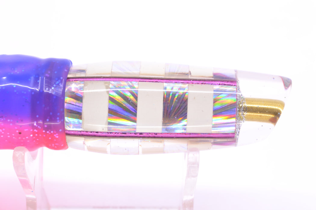 Ganku Lures Silver-White "Zebra" Square Longneck Cut Face 7" 6oz Skirted Purple-Pink GZE
