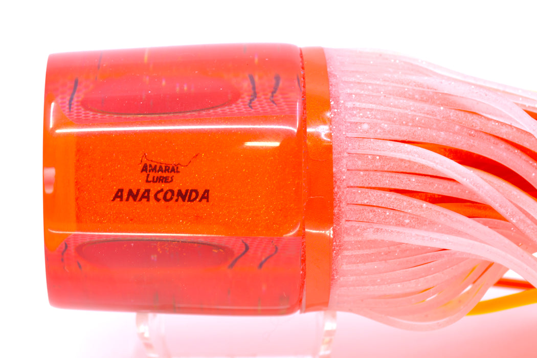 Amaral Lures Orange Pearl Rainbow Scale Black Stripes Orange Back Anaconda Teaser 19oz