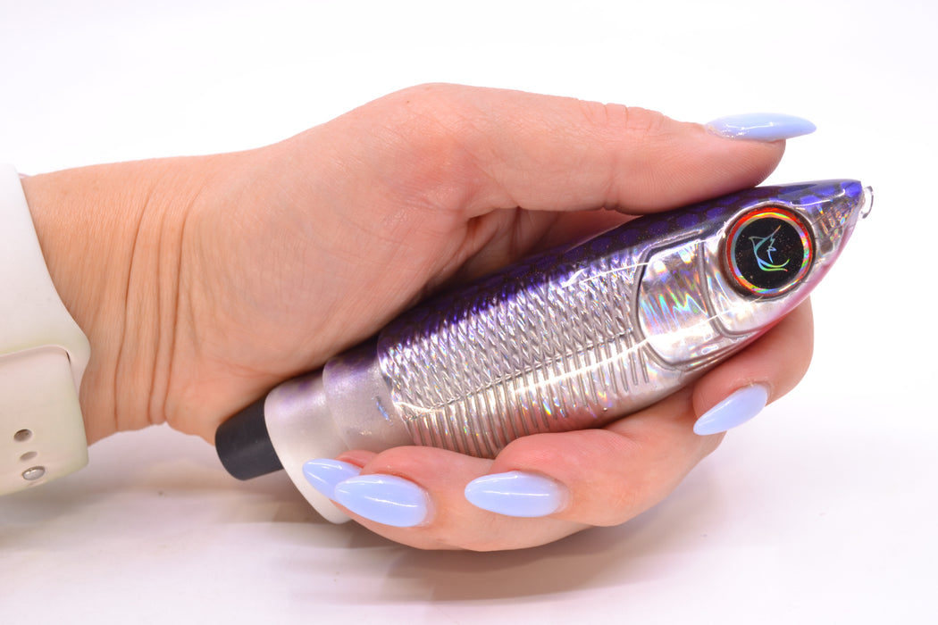 Bonze Lures Silver Rainbow Purple Dot Back Weapon X 12" 8.3oz