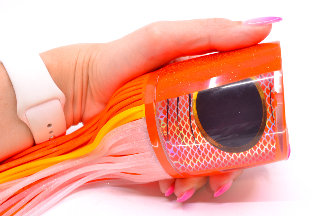 Amaral Lures Orange Pearl Rainbow Scale Black Stripes Orange Back Anaconda Teaser 19oz