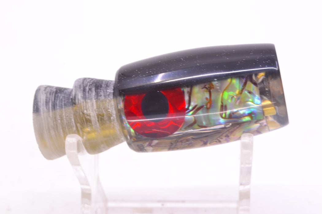 Coggin Lures Real Abalone Black Back Black-Red Eyes 4-Hole Hualalai Tado Invert 7" 3oz