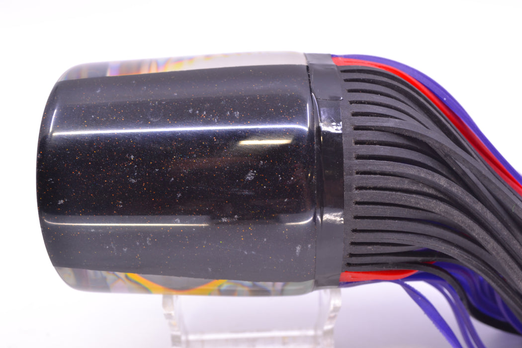 Amaral Lures Abalone Shell Black Back Black Eyes Anaconda Teaser 19oz Black-Red-Purple
