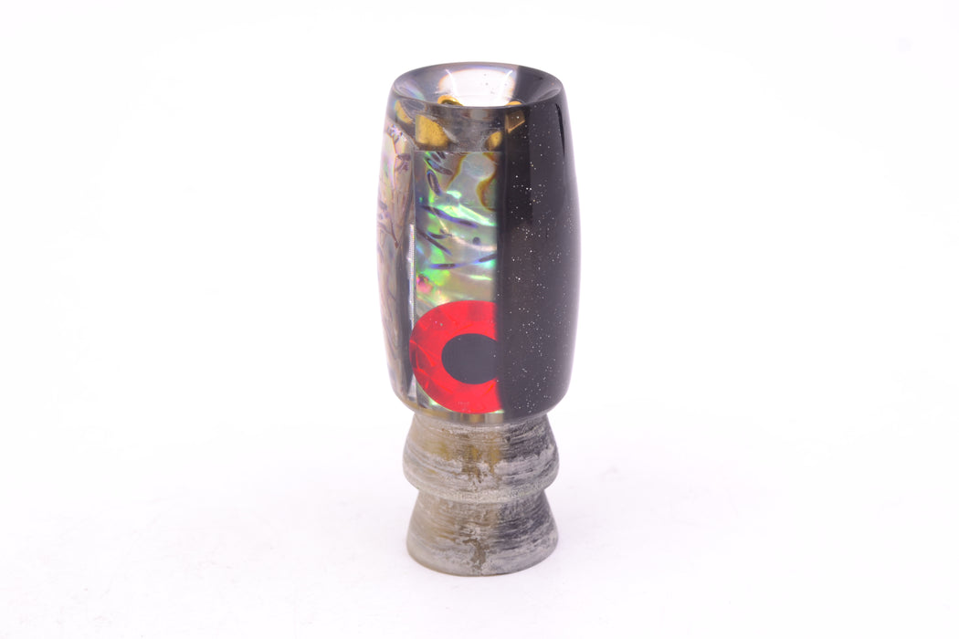 Coggin Lures Real Abalone Black Back Black-Red Eyes 4-Hole Hualalai Tado Invert 7" 3oz
