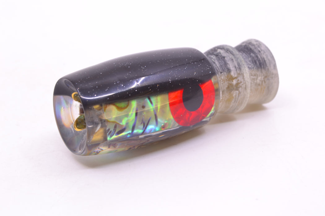 Coggin Lures Real Abalone Black Back Black-Red Eyes 4-Hole Hualalai Tado Invert 7" 3oz
