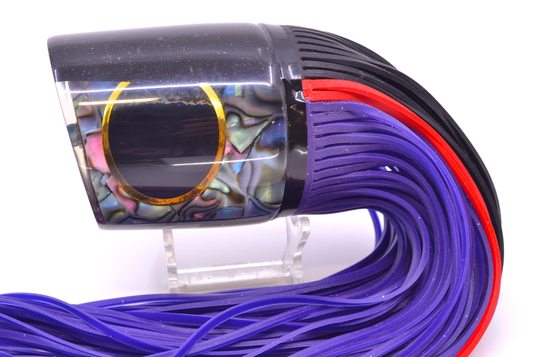 Amaral Lures Abalone Shell Black Back Black Eyes Anaconda Teaser 19oz Black-Red-Purple