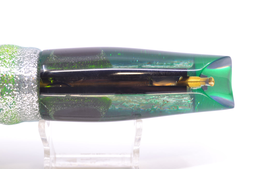 Coggin Lures Real Abalone Green Back Old Style Stick Troll Swimmer 12" 7oz Skirted