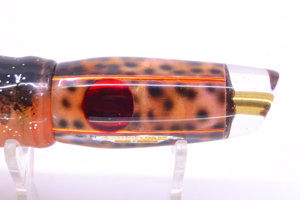Ganku Lures "Tiger Cowrie" Square Longneck Cut Face 7" 6oz Skirted Root Beer-Petrolero GZE