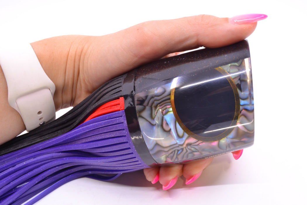 Amaral Lures Abalone Shell Black Back Black Eyes Anaconda Teaser 19oz Black-Red-Purple