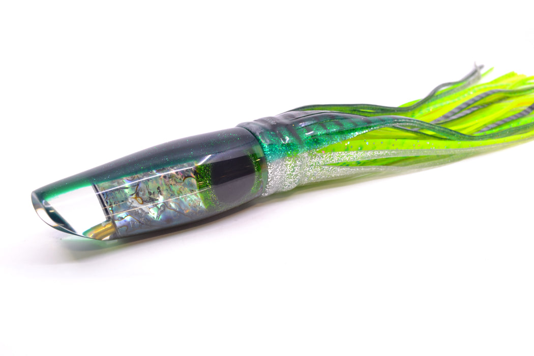 Coggin Lures Real Abalone Green Back Old Style Stick Troll Swimmer 12" 7oz Skirted