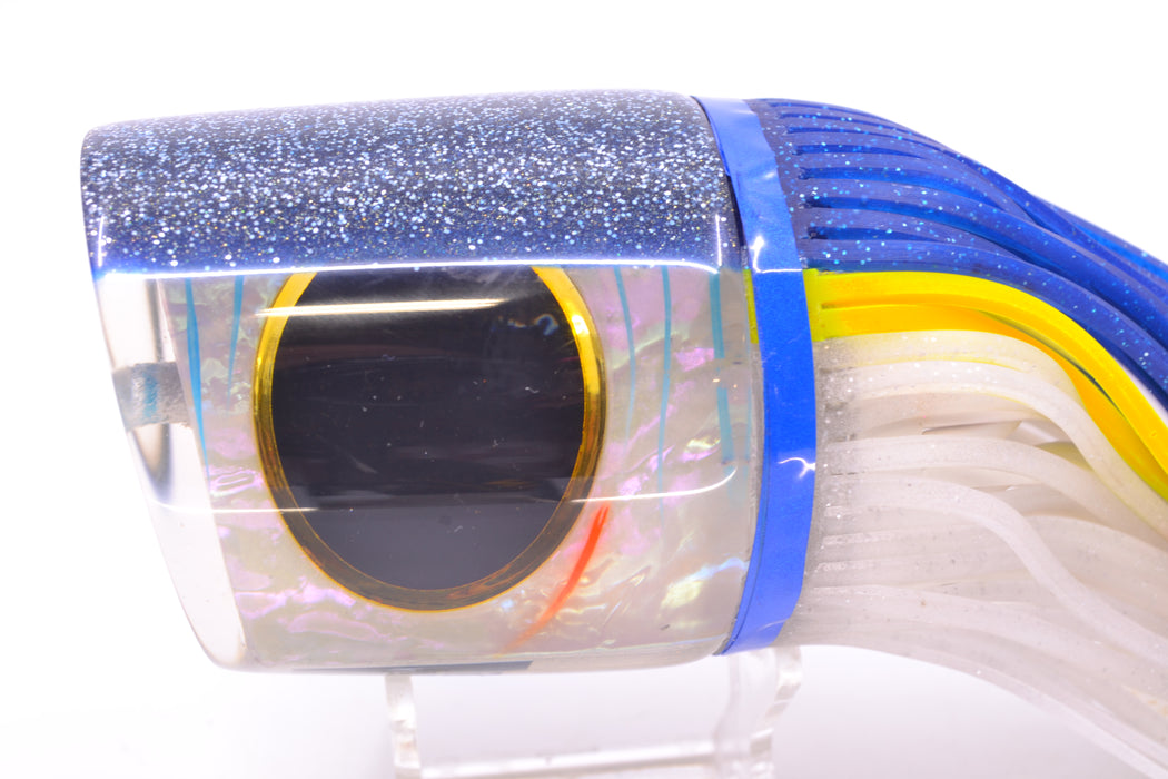 Amaral Lures White Iridescent Pearl Blue Back Anaconda Teaser 19oz Blue-Yellow-Clear