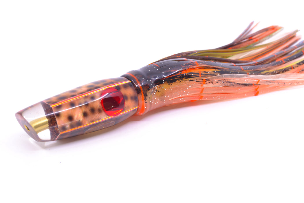 Ganku Lures "Tiger Cowrie" Square Longneck Cut Face 7" 6oz Skirted Root Beer-Petrolero GZE