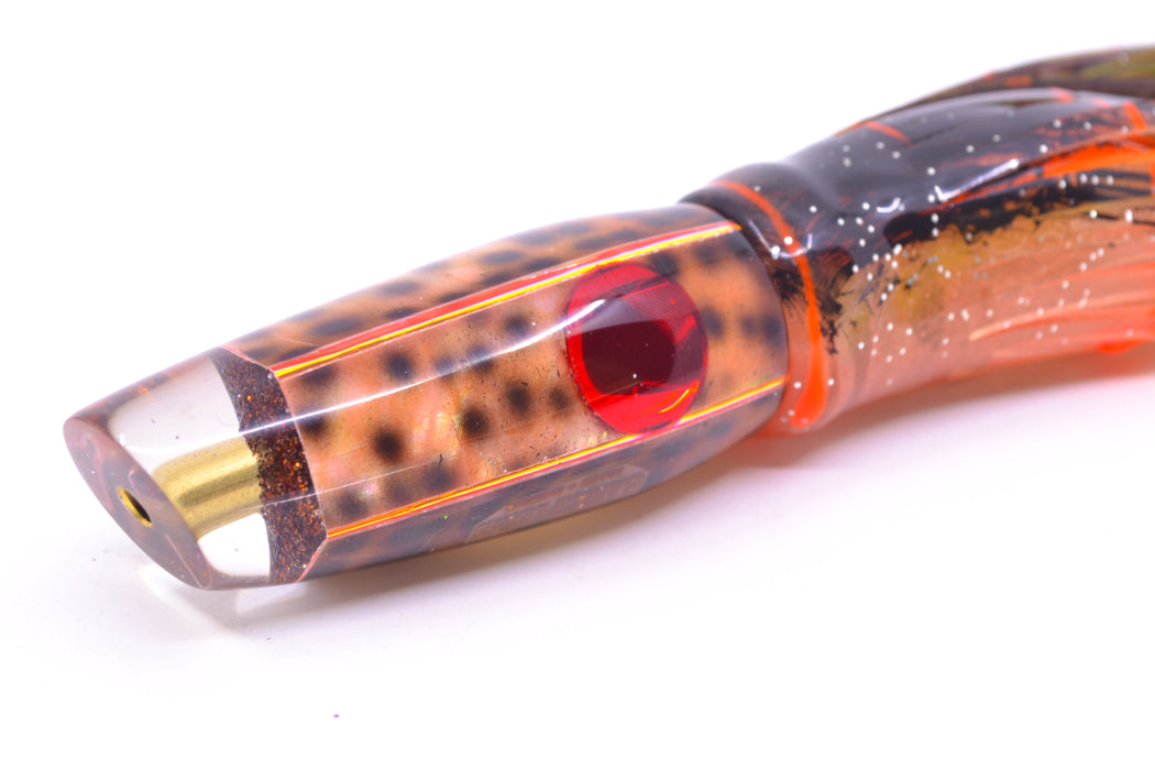 Ganku Lures "Tiger Cowrie" Square Longneck Cut Face 7" 6oz Skirted Root Beer-Petrolero GZE