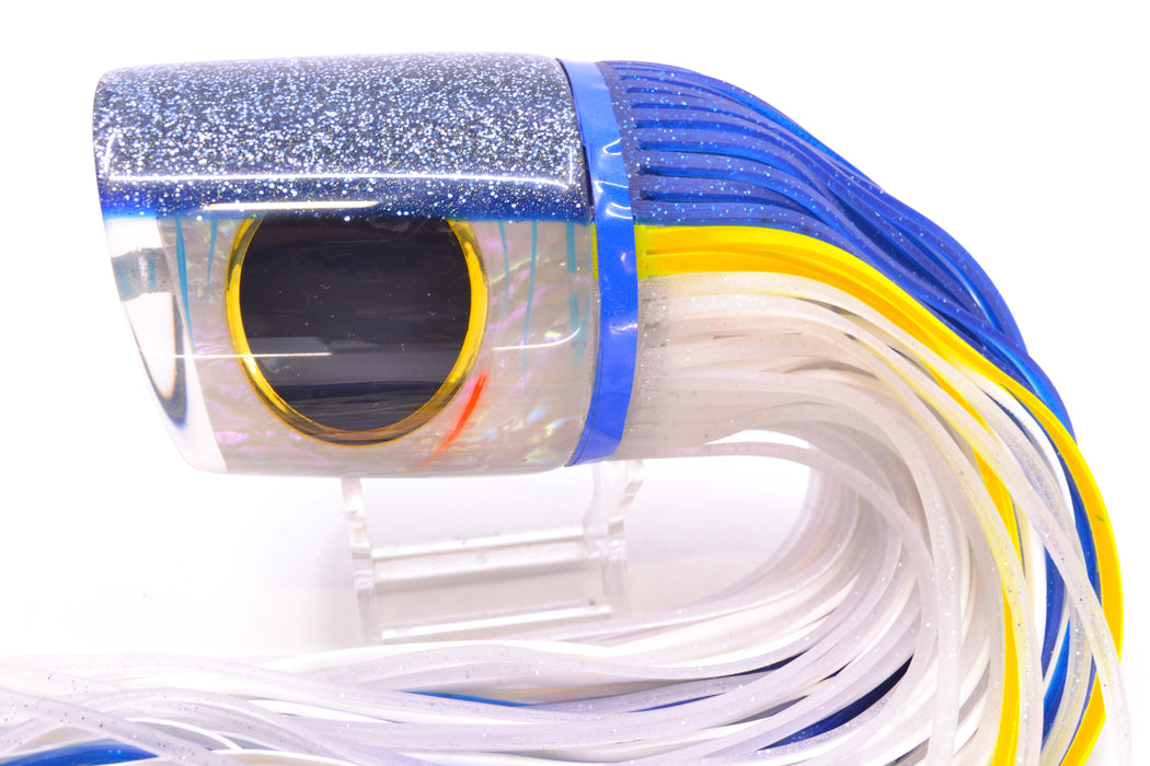 Amaral Lures White Iridescent Pearl Blue Back Anaconda Teaser 19oz Blue-Yellow-Clear