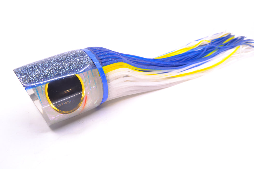 Amaral Lures White Iridescent Pearl Blue Back Anaconda Teaser 19oz Blue-Yellow-Clear
