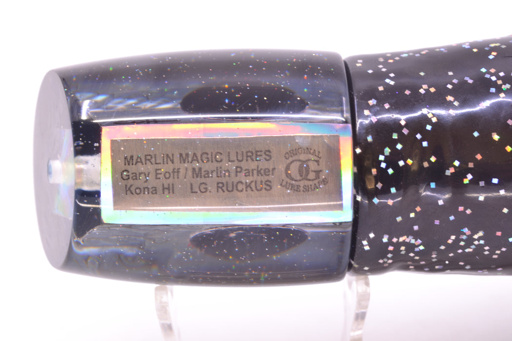 Marlin Magic Blue-Purple Abalone Black Back Red Eyes Large Ruckus 14" 13oz Skirted Black