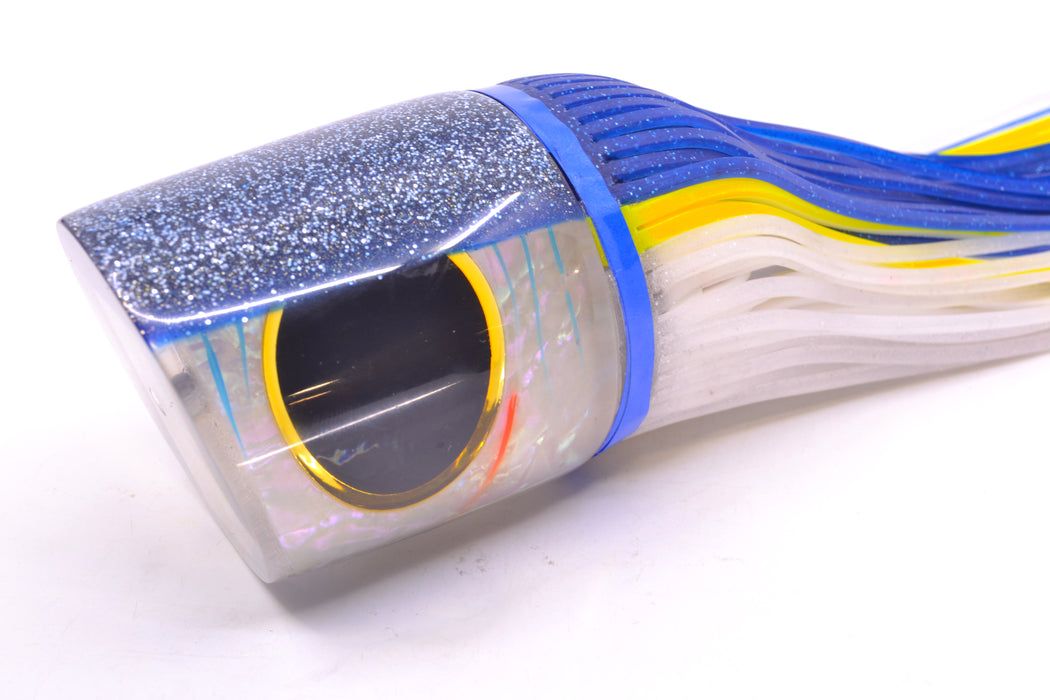 Amaral Lures White Iridescent Pearl Blue Back Anaconda Teaser 19oz Blue-Yellow-Clear