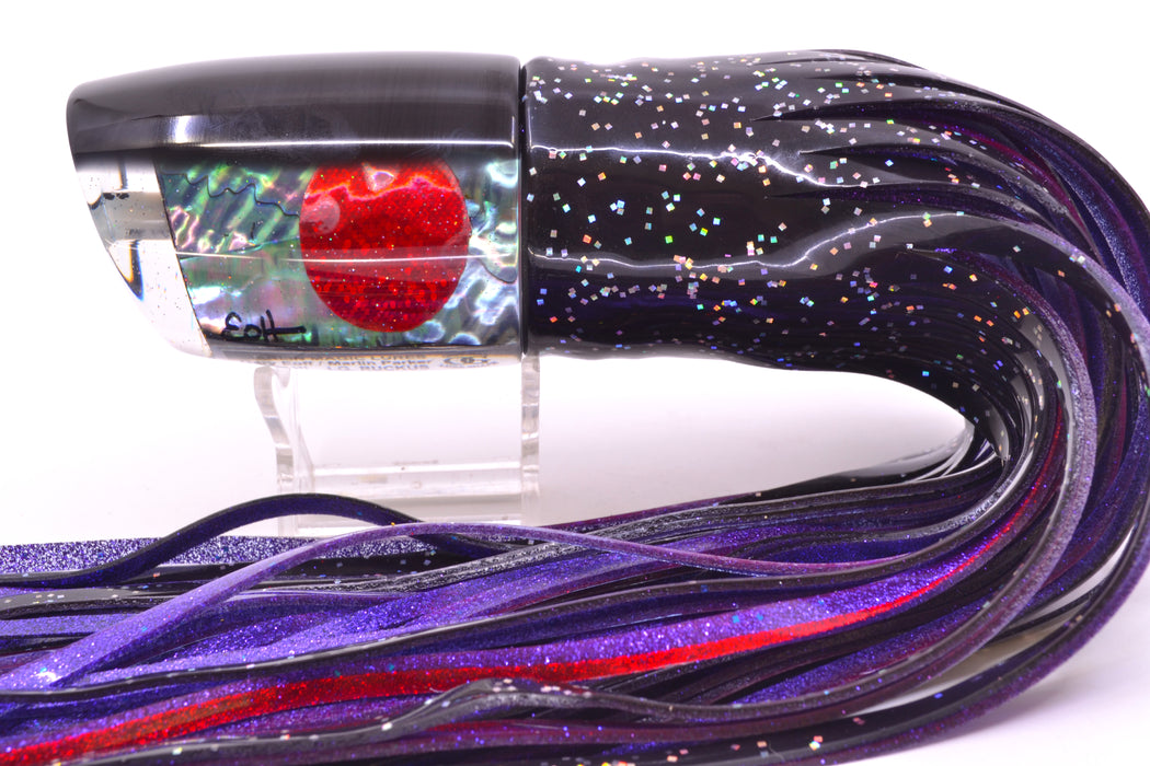 Marlin Magic Blue-Purple Abalone Black Back Red Eyes Large Ruckus 14" 13oz Skirted Black