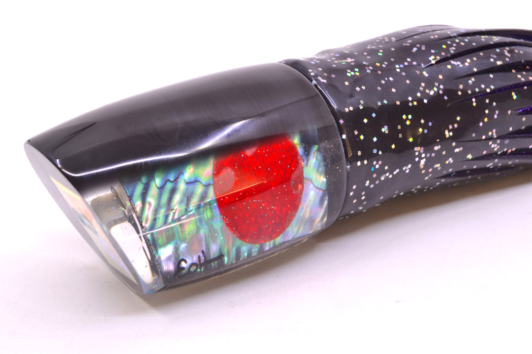 Marlin Magic Blue-Purple Abalone Black Back Red Eyes Large Ruckus 14" 13oz Skirted Black