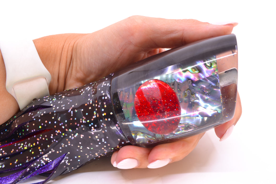 Marlin Magic Blue-Purple Abalone Black Back Red Eyes Large Ruckus 14" 13oz Skirted Black