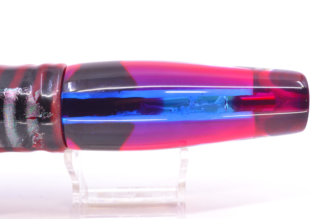 Coggin Lures White Pearl Glass Blue-Red Back Old Style Stick Troll Swimmer 12" 7oz Skirted