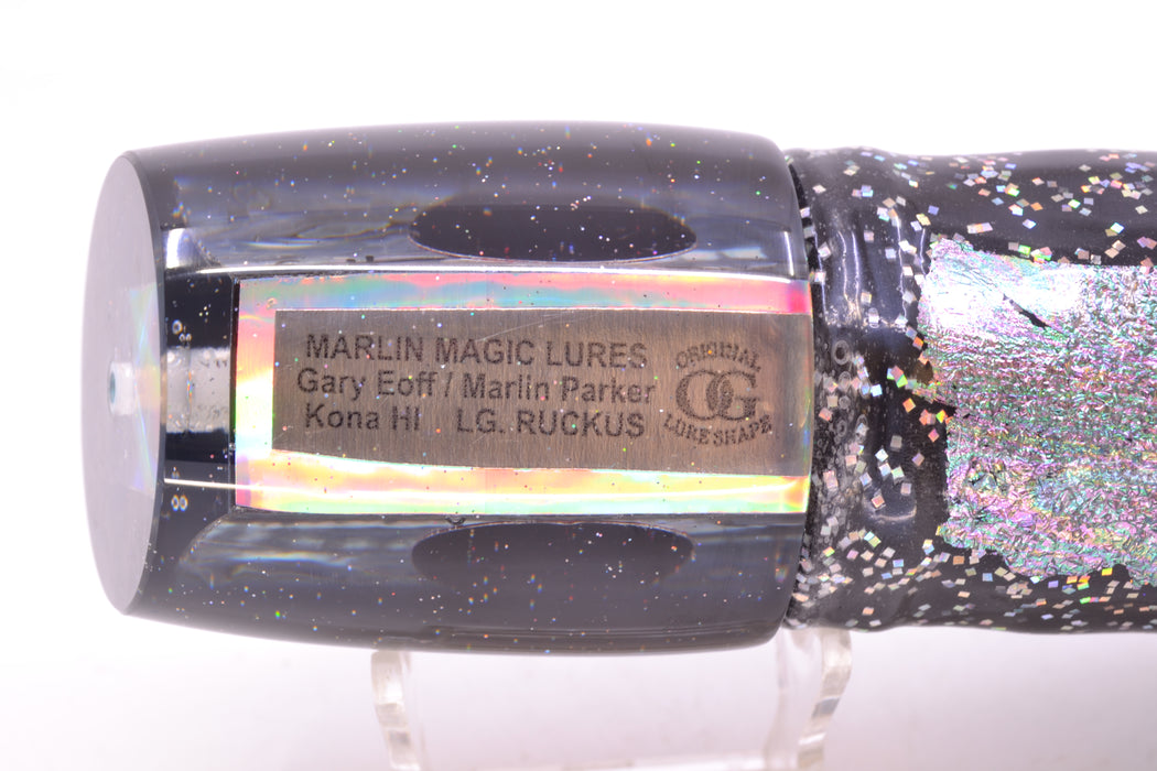 Marlin Magic Blue-Purple Abalone Black Back Large Ruckus 14" 13oz Skirted Black Aurora