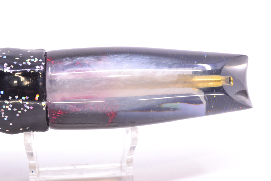 Coggin Lures White Pearl Glass Black Back Old Style Stick Troll Swimmer 12" 7oz Skirted