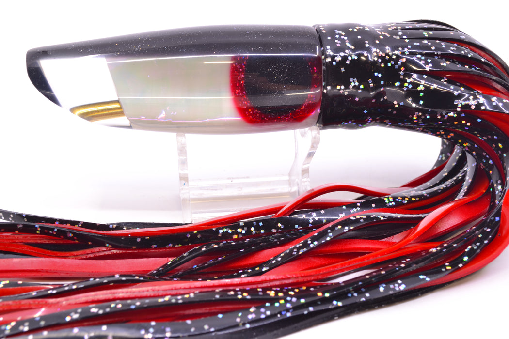 Coggin Lures White Pearl Glass Black Back Old Style Stick Troll Swimmer 12" 7oz Skirted