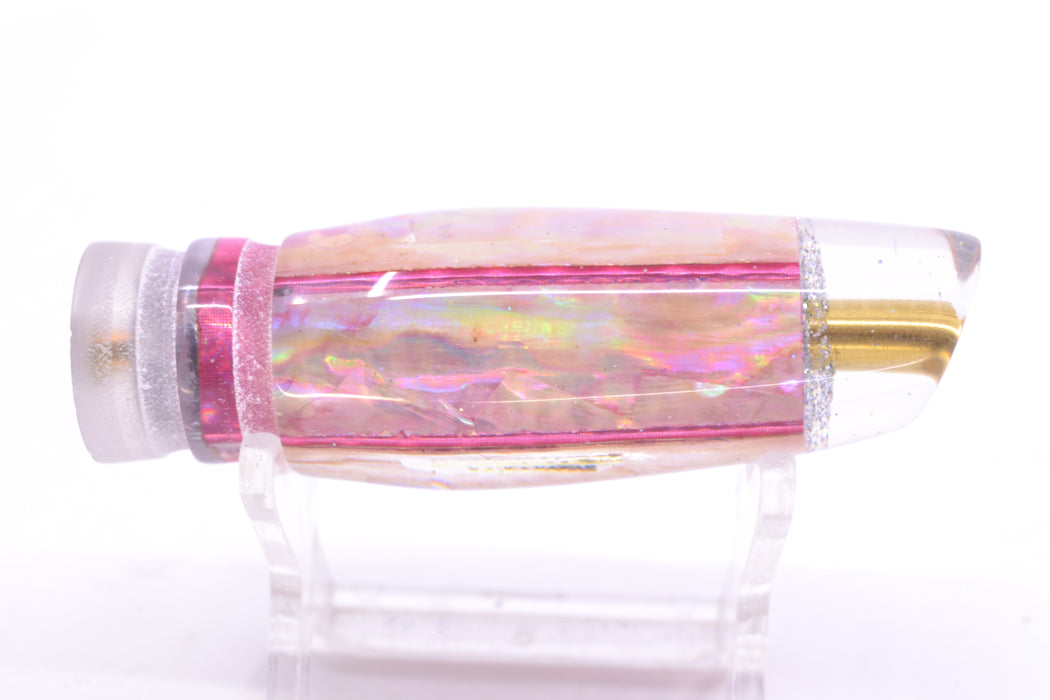 Ganku Lures White Awabi Pink Wrap No Eyes Square Longneck Cut Face 7" 4.5oz GZE