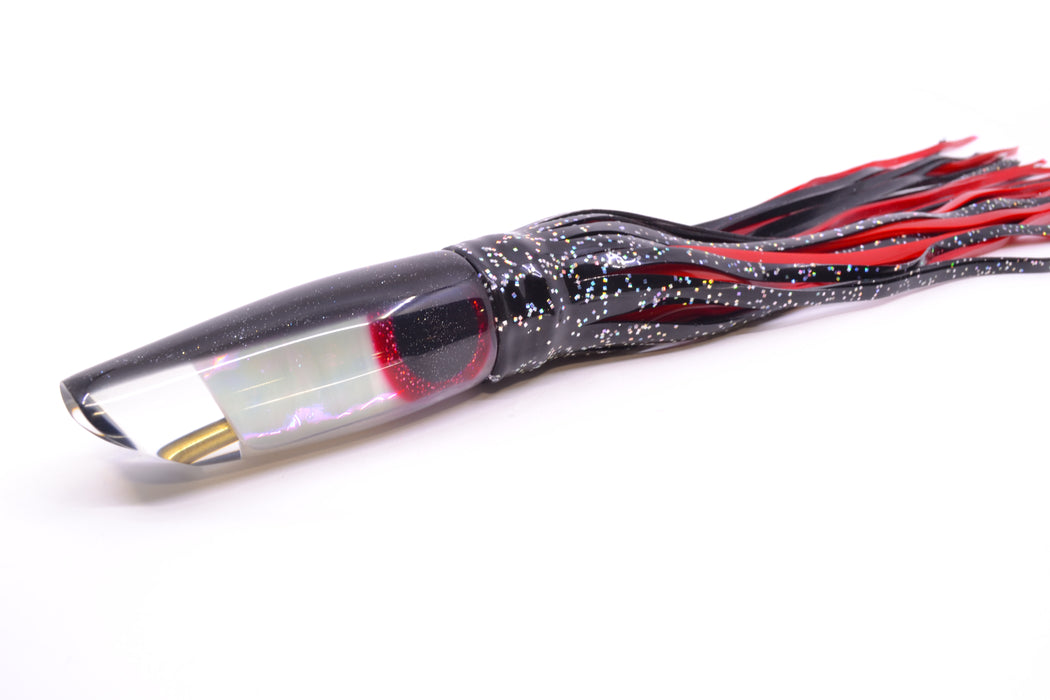 Coggin Lures White Pearl Glass Black Back Old Style Stick Troll Swimmer 12" 7oz Skirted