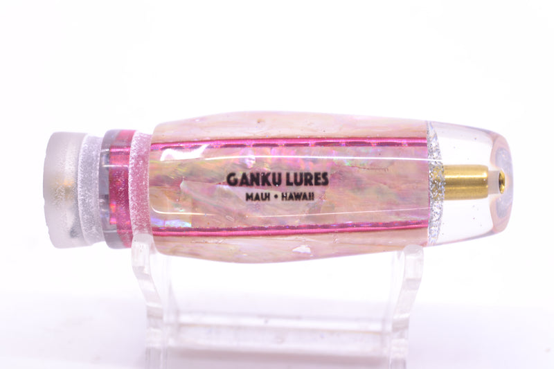 Ganku Lures White Awabi Pink Wrap No Eyes Square Longneck Cut Face 7" 4.5oz