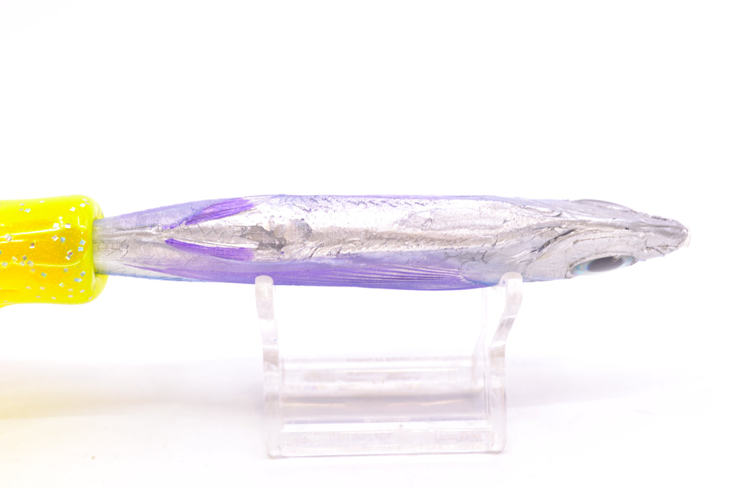 Aloha Lures Silver Rainbow Blue Back Purple Fins Slapstick 5" 5.5oz Skirted Rainbow
