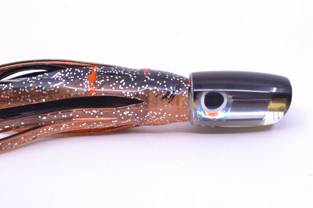 Coggin Lures Mirrored Black Back Tado Lo'ihi Peanut Scoop 4.5" 1oz Skirted Root Beer-Petrolero GZE