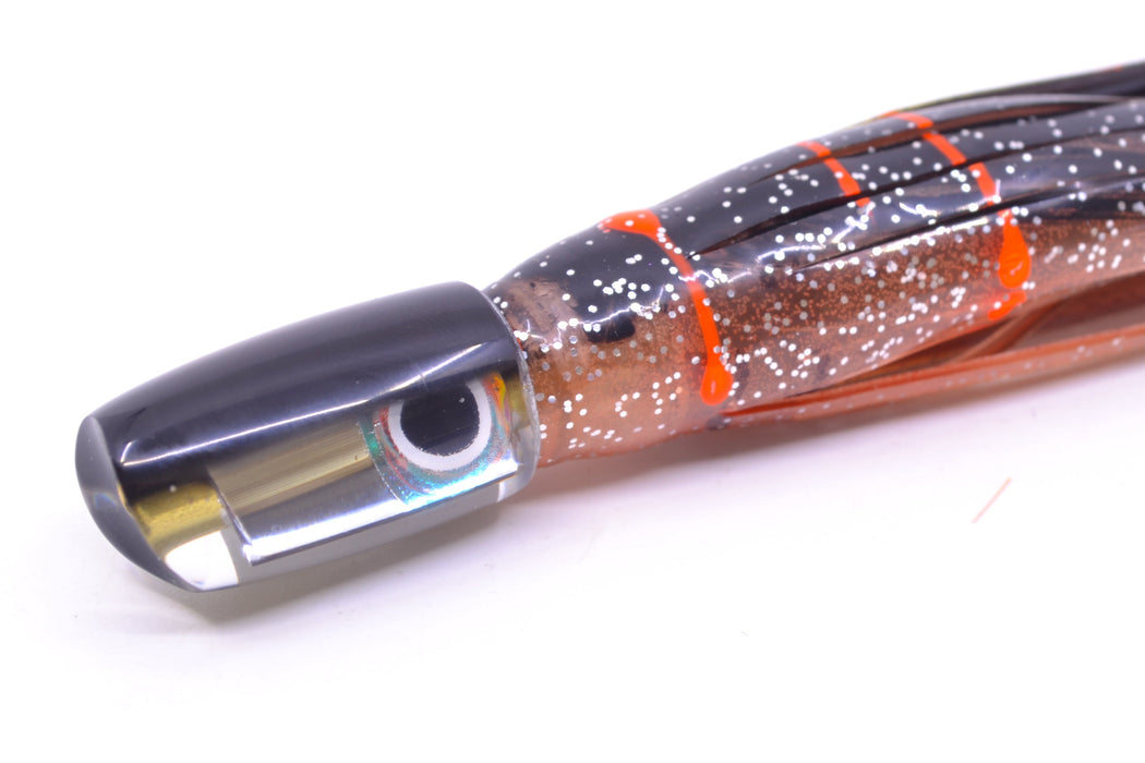 Coggin Lures Mirrored Black Back Tado Lo'ihi Peanut Scoop 4.5" 1oz Skirted Root Beer-Petrolero GZE