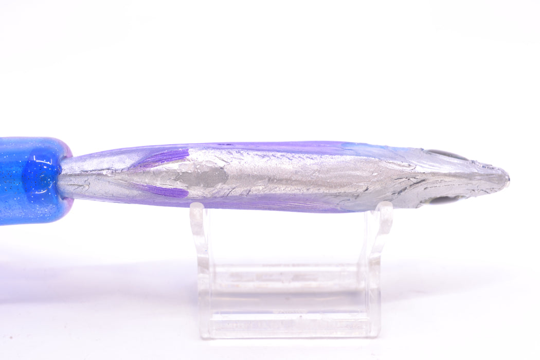 Aloha Lures Silver Rainbow Blue Back Purple Fins Slapstick 5" 5.5oz Skirted Purple-Blue