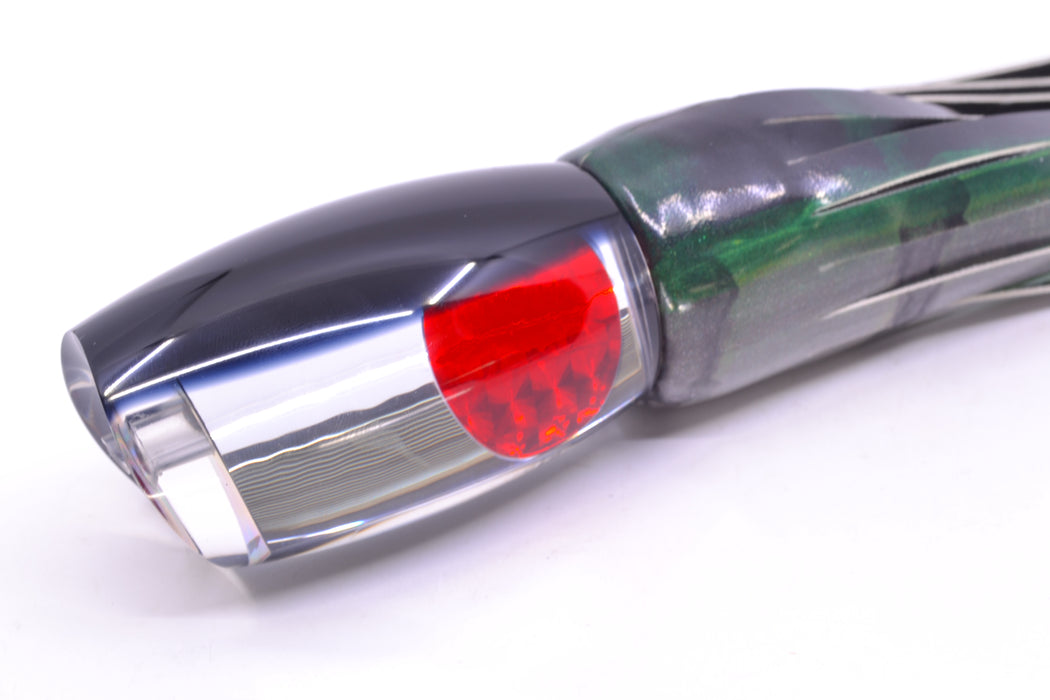 Moyes Lures Clear Mirrored Black Back Red Eyes Large Argus 14" 8.5oz FT Vinyl Green Drip