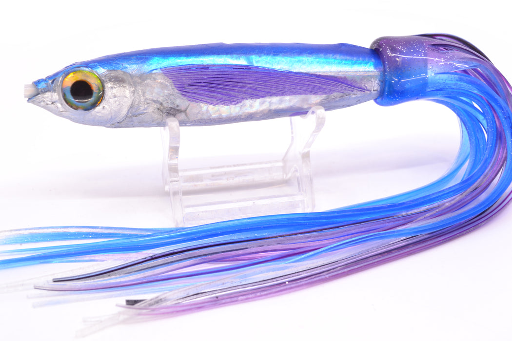 Aloha Lures Silver Rainbow Blue Back Purple Fins Slapstick 5" 5.5oz Skirted Purple-Blue