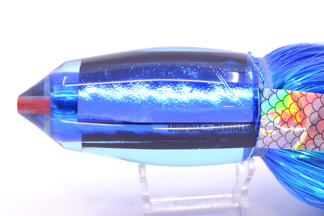 Aloha Lures Blue-Purple Dichro Blue Rainbow Large Deep Six 12" 10.5oz EZ Flash with Wings