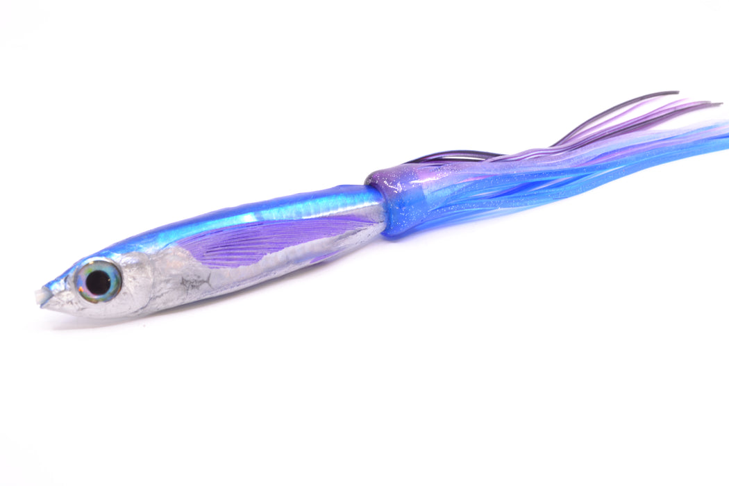 Aloha Lures Silver Rainbow Blue Back Purple Fins Slapstick 5" 5.5oz Skirted Purple-Blue