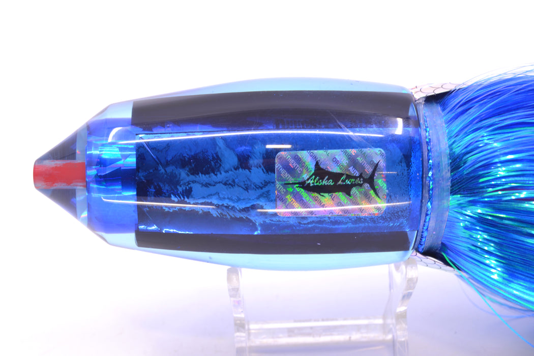 Aloha Lures Blue-Purple Dichro Blue Rainbow Large Deep Six 12" 10.5oz EZ Flash with Wings