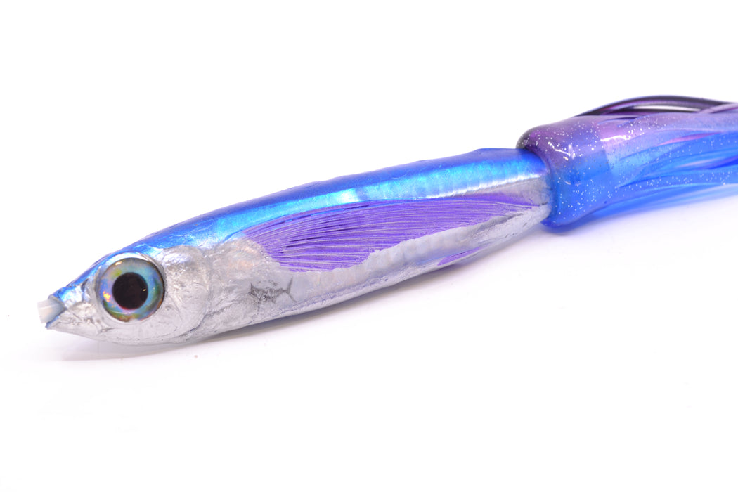 Aloha Lures Silver Rainbow Blue Back Purple Fins Slapstick 5" 5.5oz Skirted Purple-Blue