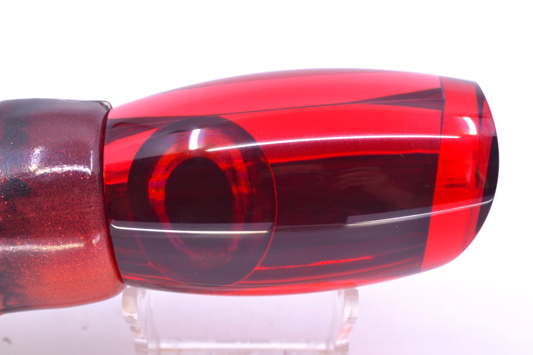 Moyes Lures Red Mirrored Taxi Eyes Large Argus 14" 8.5oz FT Vinyl Red Tiger
