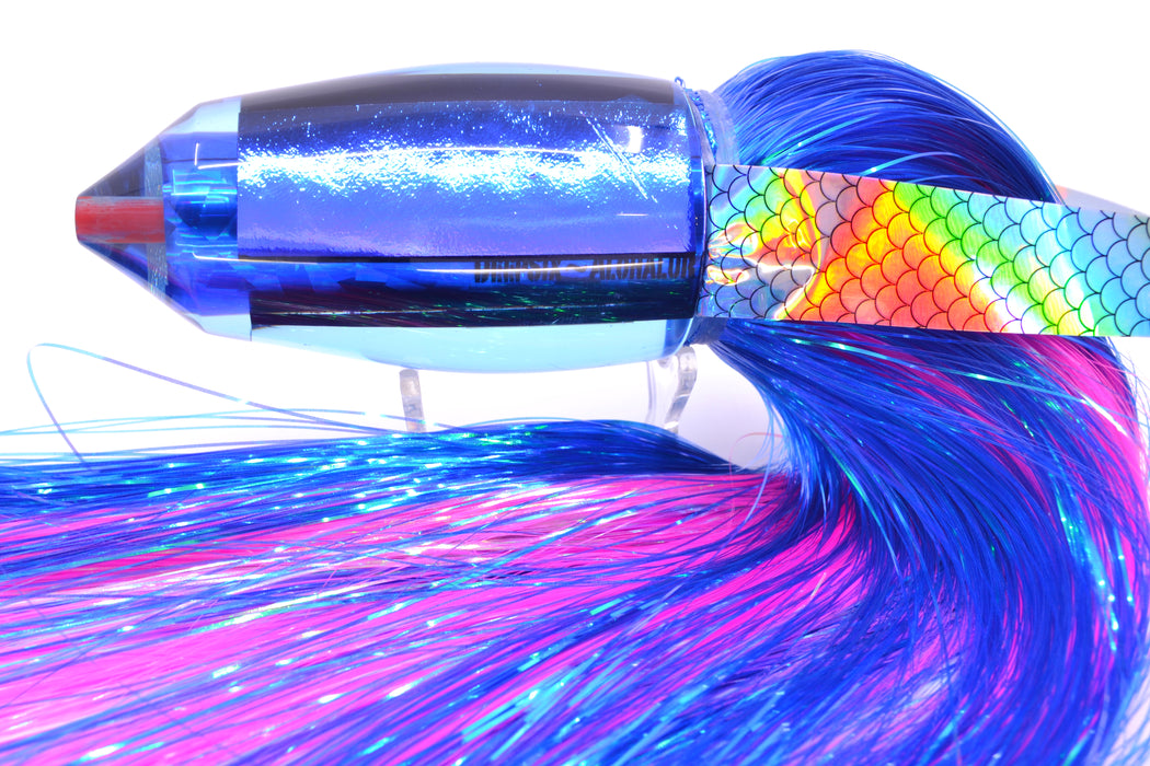 Aloha Lures Blue-Purple Dichro Blue Rainbow Large Deep Six 12" 10.5oz EZ Flash with Wings