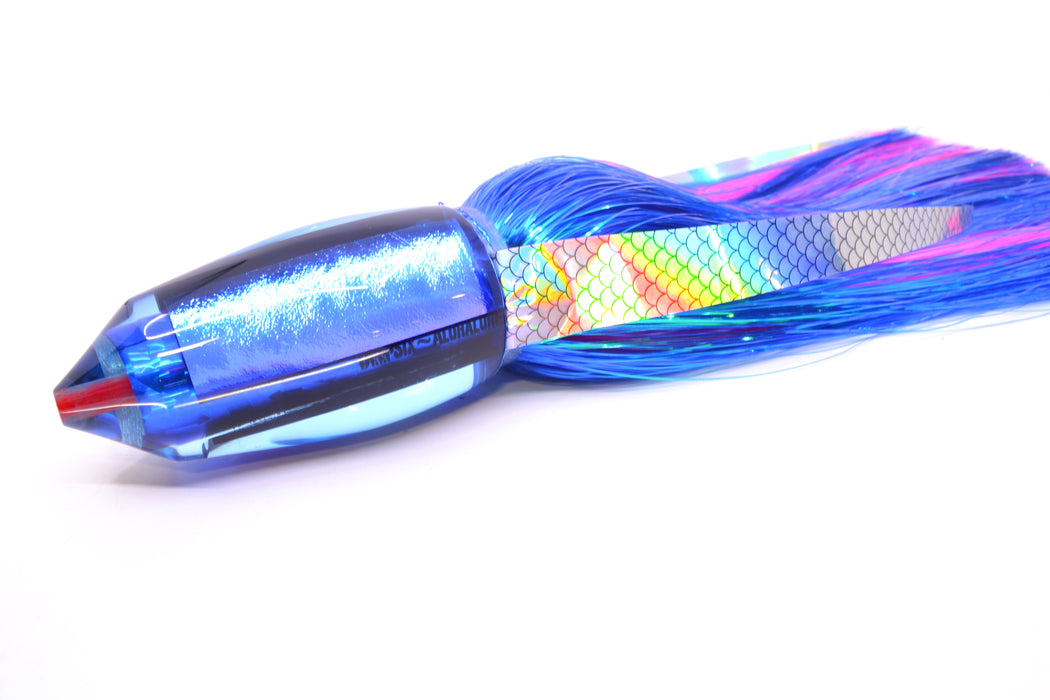 Aloha Lures Blue-Purple Dichro Blue Rainbow Large Deep Six 12" 10.5oz EZ Flash with Wings